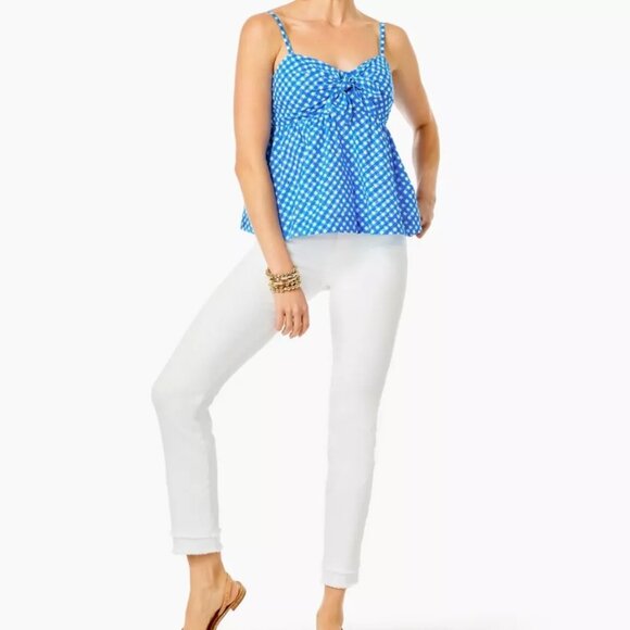 NWOT Lilly Pulitzer Blue and White Gingham Top - Picture 3 of 4